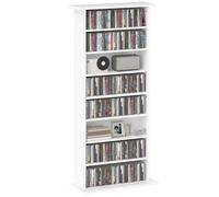 Rangements pour CD et DVD - HOMCOM - 8 compartiments et 6 étagères réglables - capacité max. 360 CD/185 DVD et Blu-ray - blanc