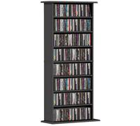 Rangements pour CD et DVD - HOMCOM - 8 compartiments et 6 étagères réglables - capacité max. 360 CD/185 DVD et Blu-ray - noir