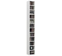 Rangements pour CD et DVD HOMCOM meuble colonne de rangement avec 12 compartiments, capacité max. 204 CD, 21 x 20 x 175 cm, blanc