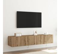 Rangements TV vidaXL avec lumières LED 2 pcs Chêne Artisan 80x35x31 cm