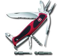 Ranger Grip 174 Couteau De Poche Suisse,Multitool,17 Fonctions,Lame Fixe,Tire Bouchon,Etui,Rouge/Noir.[T71]