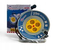 Rangers Enrouleur de câble professionnel, 25 mètres, 4 prises, 3 x 2,5 mm², 2950 W, gris/jaune