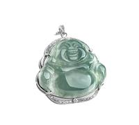 RANGKRITI Pendentif Bouddha en jade, collier, bouddha rieur, bijoux, amulette, pendentif porte-bonheur en jade