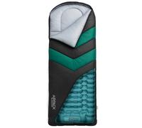 Rangland Sac de couchage avec coussin intégré (AirPack Sleeper) - Matelas de couchage gonflable tout-en-un et couverture zippée pour le camping avec pompe à pied intégrée (noir/vert) 203,2 x 76,2 cm