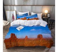 RANIEL Housse de Couette 140x200 Monument Valley, Parure de Lit Ethnicité 1 Personne en Microfibre Douce et Respirante Ensemble de Literie avec 2 Taie d'oreiller 65x65 cm avec Zippée