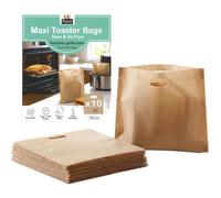 RANJI® 10x Maxi Sacs à Grille-Pain Réutilisables -Toaster Bags XL- Sachets de Cuisson Alimentaire Antiadhésifs pour Sandwich, Croque-Monsieur, Toast, Panini, Pizza, Wrap, Muffins Anglais et Gaufres