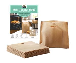 RANJI® 10x Maxi Sacs à Grille-Pain Réutilisables -Toaster Bags XL- Sachets de Cuisson Alimentaire Antiadhésifs pour Sandwich, Croque-Monsieur, Toast, Panini, Pizza, Wrap, Muffins Anglais et Gaufres