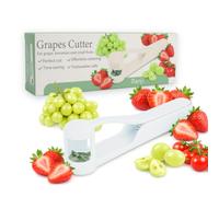 RANJI - Coupe Raisin Multifonction - Coupe Tomates Cerises & Fraises - Coupe Fruits en Quartiers - Gadget Cuisine Pratique - Découpe Fruits et Légumes Facile à Nettoyer (Blanc)