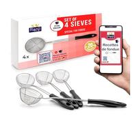 Ranji - Lot de 4 Mini Passoires - Épuisettes pour Fondue Chinoise - Écumoire Friture, Cuillère Bubble Tea, Petite Passoire Cuisine - Parfait pour Fondue Chinoise, Chocolat, Savoyarde et Repas Festifs