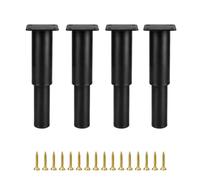 Ranji - Lot de 4 Pieds de Meuble Réglables en Acier, 18-31,5cm, Noir, Pieds pour Meuble TV, Canapé, Lit, Fauteuil et Placard, Plaque de Fixation Solide, Embouts Antidérapants