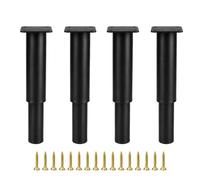 Ranji - Lot de 4 Pieds de Meuble Réglables en Acier, 25-42cm, Noir, Pieds pour Meuble TV, Canapé, Lit, Fauteuil et Placard, Plaque de Fixation Solide, Embouts Antidérapants
