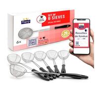 Ranji - Lot de 6 Passoires en Acier Inoxydable - Épuisettes pour Fondue, Écumoire Friture, Cuillère Bubble Tea, Petite Passoire - Idéal pour Fondue Chinoise, Chocolat, Savoyarde et Repas Festifs