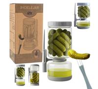 Ranji- Pot à Cornichon 1300 ml Retournable avec Pique Inclus - Bocal Sablier en Verre Hermétique Sans BPA - Pot pour Olives, Cornichons, Fruits - Anti-Gâchis, Facile à Nettoyer - Idée Cadeau