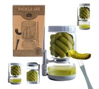 Ranji - Pot à Cornichon 900 ml Retournable avec Pique Inclus - Bocal Sablier en Verre Hermétique Sans BPA - Pot pour Olives, Cornichons, Fruits - Anti-Gâchis, Facile à Nettoyer - Idée Cadeau