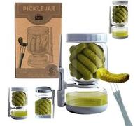 Ranji® Pot à Cornichons Retournable 900 mL avec Pique Inclus- Bocal Sablier en Verre Hermétique sans BPA pour Olives, Fruits et Légumes - Anti-Gaspillage, Facile à Nettoyer - Idée Cadeau