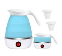 RANJIMA Bouilloire Pliable, Mini Bouilloire Electrique, 0.6L Bouilloire de Voyage en Silicone, Portable Petite Bouilloire Camping avec 2 gobelets pliables pour Camping Voyages Vacances Extérieur