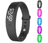 RANJIMA Bracelet réveil vibrant, vibreur alarme vibrante silencieuse minuterie 6 alarmes quotidiennes rappel de boisson alarme médicamenteuse Noir L