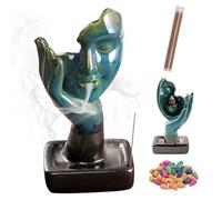 RANJIMA Brûleur d'encens à refoulement avec 35 cônes d'encens et 35 bâtonnets d'encens, pour décoration d'intérieur, yoga, méditation, bureau, chambre à coucher
