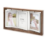 RANJIMA Cadre photo triple - Pour 3 à 6 photos - Pivotant - Collage - En bois - Cadeau pour la Saint-Valentin, un mariage, une mère, un ami, une femme