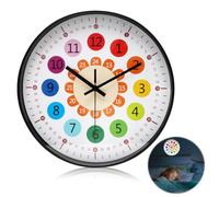 RANJIMA Horloge murale pour enfant - Sans bruit de tic-tac - 30 cm - Silencieuse - Pour chambre à coucher, cuisine, salon - Multicolore