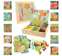 RANJIMA Jeu de Mosaïque Enfichable, Kit de Bricolage en Mosaïque pour Enfants, Jeu de mosaïque Enfant 2 3 4 Ans, Panneau Perforé Avec 240 Perles Enfichables, Idée Cadeau pour Enfant, Filles, Garçons