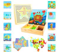 RANJIMA Jeu de Mosaïque Enfichable, Kit de Bricolage en Mosaïque pour Enfants, Jeu de mosaïque Enfant 2 3 4 Ans, Panneau Perforé Avec 240 Perles Enfichables, Idée Cadeaux pour Enfant, Filles, Garçons