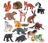 RANJIMA Jungle Zoo Animals Figurines, 16Pcs Safari Animal Figures Jouets, Figurines de Petits Animaux pour Enfants, Mini Animal Cake Toppers Chiffres de Jeu pour remplisseurs de paniers de Pâques