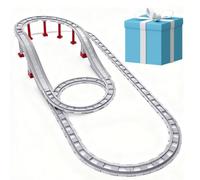 RANJIMA Lot de 67 blocs de construction de rails de train avec croix, piste droite, rails courbes, rails inclinés, compatibles avec le leader du marché, jouets pour enfants