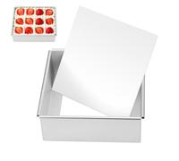 RANJIMA Moule à Gâteau Carré en Aluminium, Teglie Quadrate Profonda da 8 Pollici Teglia per Mousse Teglia per la Preparazione di Torte Cottura del pane Tostato a Strati per Compleanni e Natale