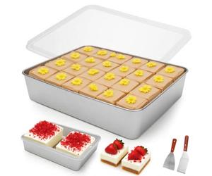 RANJIMA Moule à gâteau, en Acier Inoxydable Teglia in Acciaio inox con Coperchio Ermetico 2 Spatole per Dolci Teglia Rettangolare per Cuocere Arrostire lavabile in lavastoviglie per Torte Brownies