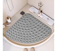 RANJIMA Tapis de douche antidérapant - 65 x 65 cm - En PVC - Quart de cercle - Triangle - Antidérapant - Avec ventouses - Grande sécurité - Pour personnes âgées - Gris