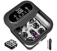 Ranjova Bain de pieds avec massage électrique rotatif, bulles, contrôle de la température et 24 boules de massage shiatsu motorisées, bain à remous pliable avec chaleur