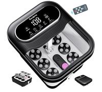 Ranjova Massage rotatif électrique pliable pour les pieds, bain de pieds avec télécommande, chaleur, bulles, contrôle de la température et 24 balles de massage shiatsu motorisées, baignoire spa