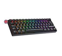 Ranked N60 Nova Clavier Mécanique de Jeu 60% | Hot Swap Gaming Keyboard | 62 Touches Programmables | RGB LED | Mac, PC Windows | QWERTY ISO UK (Noir, Gateron Red)