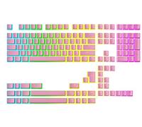 Ranked Set de Touches Pudding v2 en PBT | 145 Touches Double Shot Translucides pour Claviers ANSI US & ISO | Profil OEM pour Claviers Gaming RGB (Rose)