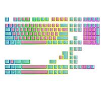 Ranked Set de Touches Pudding v2 en PBT | 145 Touches Double Shot Translucides pour Claviers ANSI US & ISO | Profil OEM pour Claviers Gaming RGB (Miami Vice)