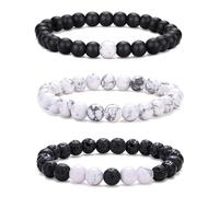 RANKEEF bracelet homme 8mm bracelet pierre naturelle homme Bracelets de perles Ensemble Divers de perles noires pour hommes Bracelets extensibles pour hommes pierre de lave