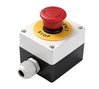 Rankomu 2NC Interrupteur d'arrêt d'urgence champignon rouge 22 mm Verrouillage E-Stop AC 660 V 10 A Bouton poussoir Boîte avec kit rotatif pour installations industrielles