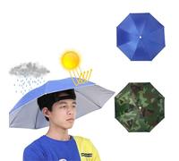 Rankomu 65cm Chapeau Parasol Mains Libres, UV Protection Chapeau Parapluie de Tête Pliable pour Pêche Camping Jardinage Plein Air (Camouflage)