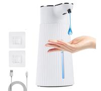 Rankomu Distributeur automatique de savon liquide - Capteur infrarouge - 400 ml - Rechargeable IPX6 - Étanche - 2 vitesses - Réglable - Pour cuisine, salle de bain, table - Type C (goutte à goutte)