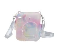Rankomu Étui de protection pour appareil photo Fuji Mini 12, couleur rêve, plastique translucide, sangle amovible, poche arrière pour photo, rangement instantané d'appareil photo, léger, multicolore