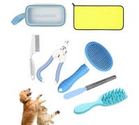 Rankomu Kit de toilettage pour animaux de compagnie 7 en 1 pour chiens et chats - Ensemble de pinceaux professionnels pour le toilettage des poils avec brosse de massage, peigne à feutrer sous-poil