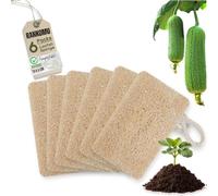 Rankomu Lot de 6 Éponges Loofah Grand 13 x 8cm Naturelles Luffa | 100% Biodégradables, Compostables, Double Face, Boucle de Suspension, Pour Cuisine Salle de Bain Nettoyage