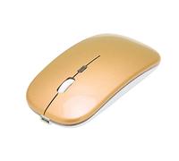 Rankomu Souris de jeu sans fil 2,4 G, sourdine rechargeable ultra fine, 1600 DPI, rétroéclairage couleur, comprend un récepteur 2,4 G pour ordinateur portable et bureau, doré