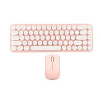 Rankomu Souris filaire 2,4 G, clavier et souris, 68 touches, transmission sans fil 2,4 GHz, clavier de machine à écrire rétro alimenté par piles pour Windows, blanc et rose