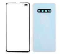 Rankomu Vitre extérieure de rechange pour téléphone portable Samsung S10+ Plus, panneau de verre extérieur, boîtier arrière, blanc