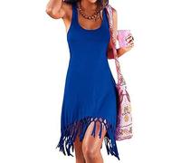 RANLE ROBE D'ÉTÉ SANS MANCHES POUR FEMME - JUPE À FRANGES - ROBE DE PL