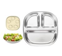 Ranley Assiettes Enfant,Bols Bébé Subdivisés avec Sucette Antidérapante,Vaisselle Repas Réutilisable en Acier Inoxydable Lavable Lave-Vaisselle | Pour Maison Voyage Pique-Nique Maternelle École