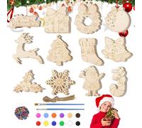 Ranley Boules de Noël en bois non finies - Kit de bricolage avec 60 pièces - Ornements de Noël inachevés à créer - Pour fenêtre, cheminée, salle de classe