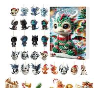 Ranley Calendrier de Noël en acrylique - Compte à rebours jusqu'à Noël - Calendrier de 24 pendentifs dragons, jolis objets de collection plats 2D, souvenirs saisonniers | pour amis, étudiants